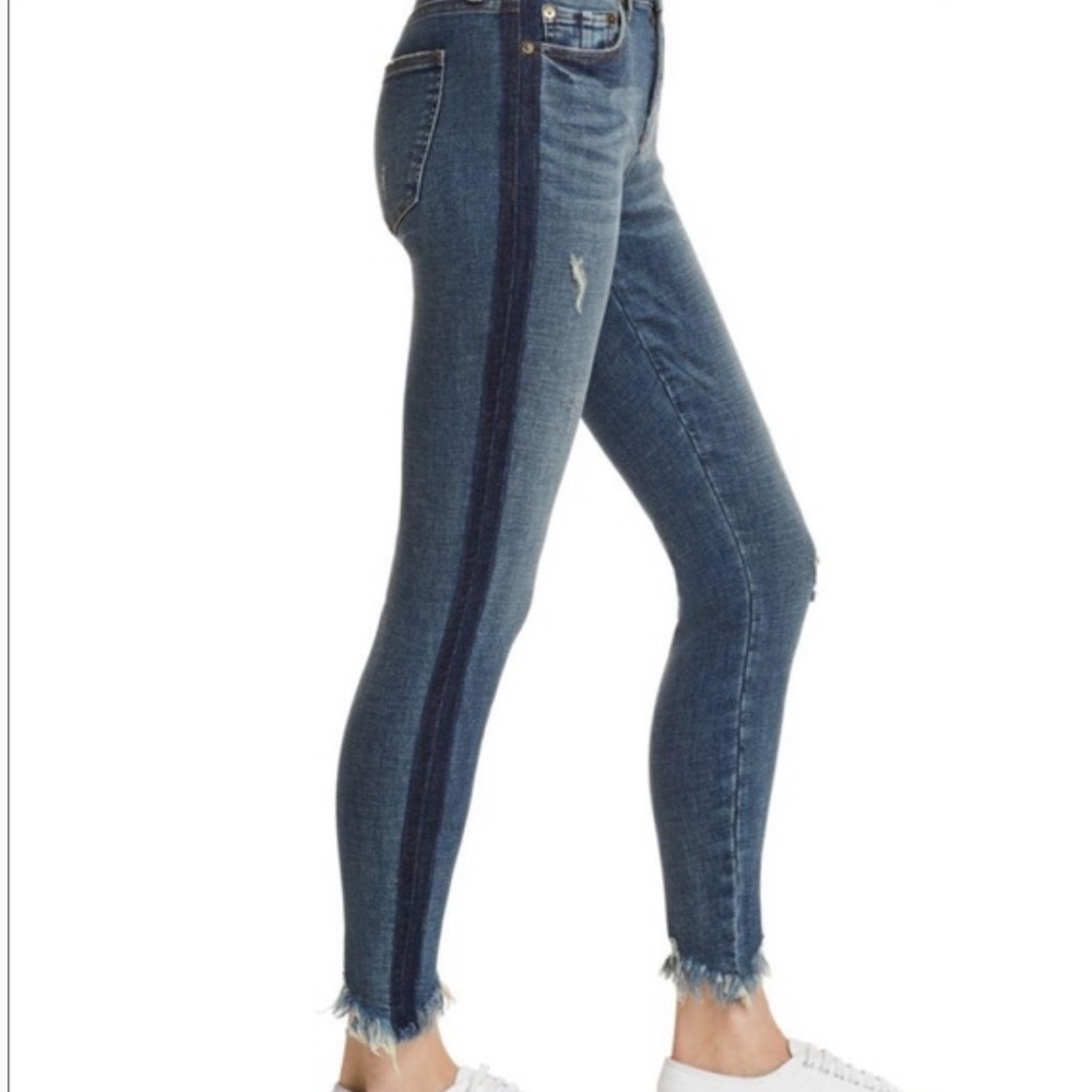 PISTOLA Midrise Skinny Frayed Hem Side Stripe Jean Audrey Sz 28